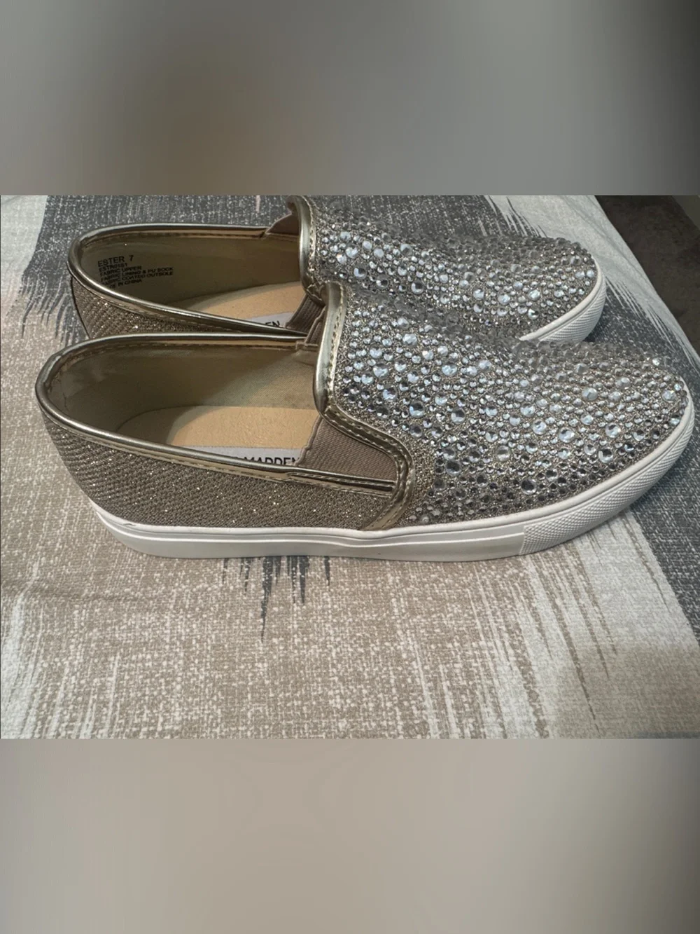 Steve Madden Women's Gold Crystal Slip-On Sneakers